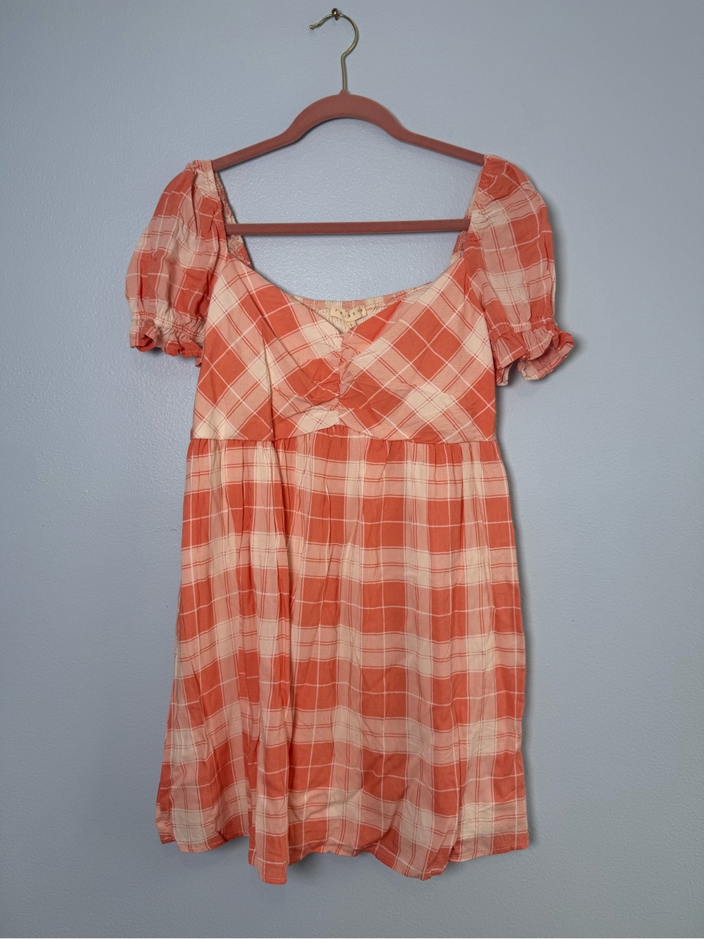 Promesa Pewch Plaid Puff-Sleeve, lined, Mini Dress